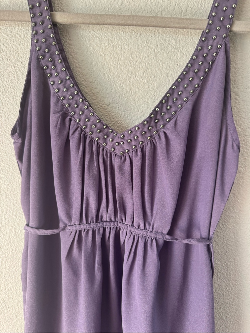 Y2K Lavender Sleeveless Studded V-Neck Cinch Sleeveless Top